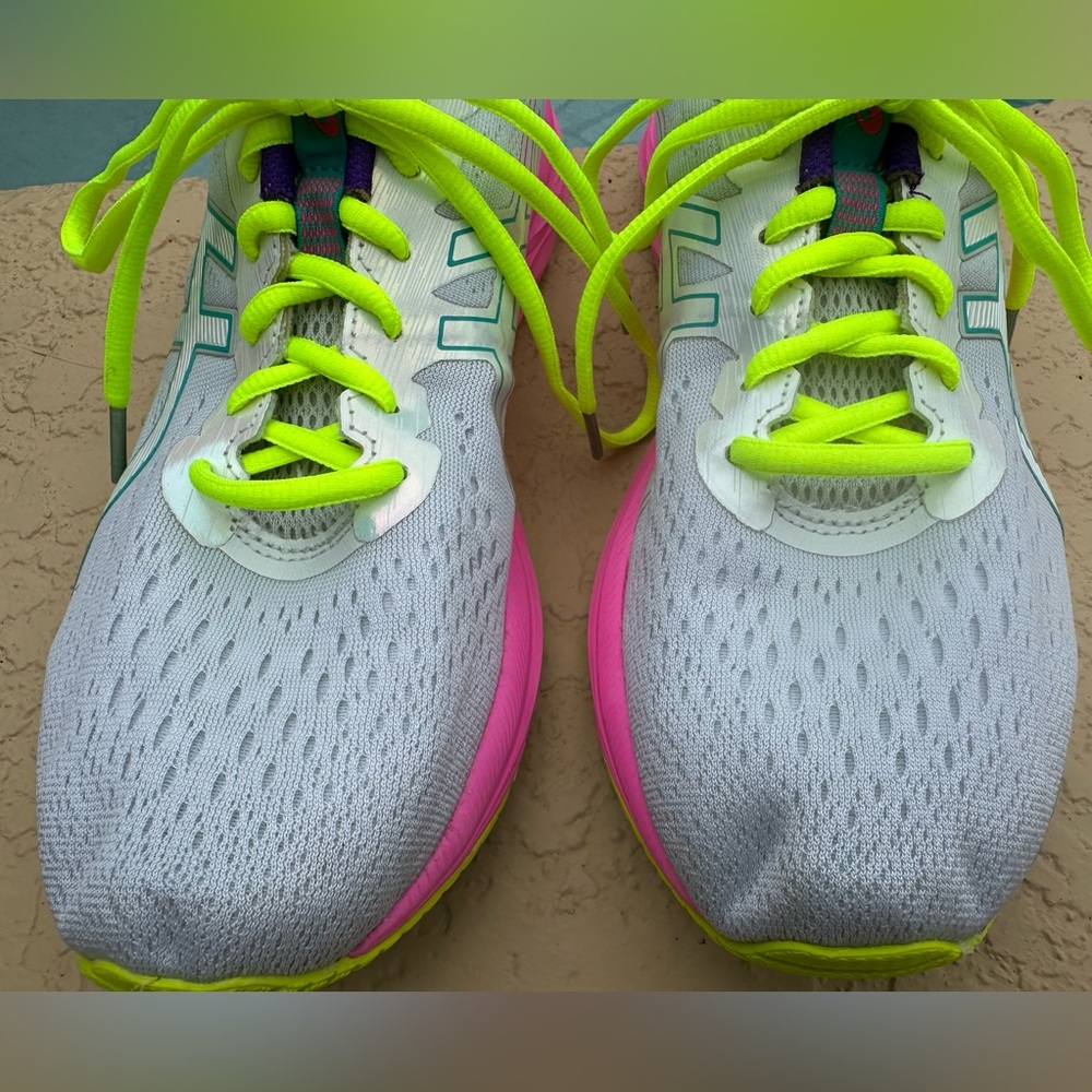 Asics Gel Excite 7 Polar Shade White Pink Neon Running Shoes Women’s Size 11 VGC - Picture 8 of 16